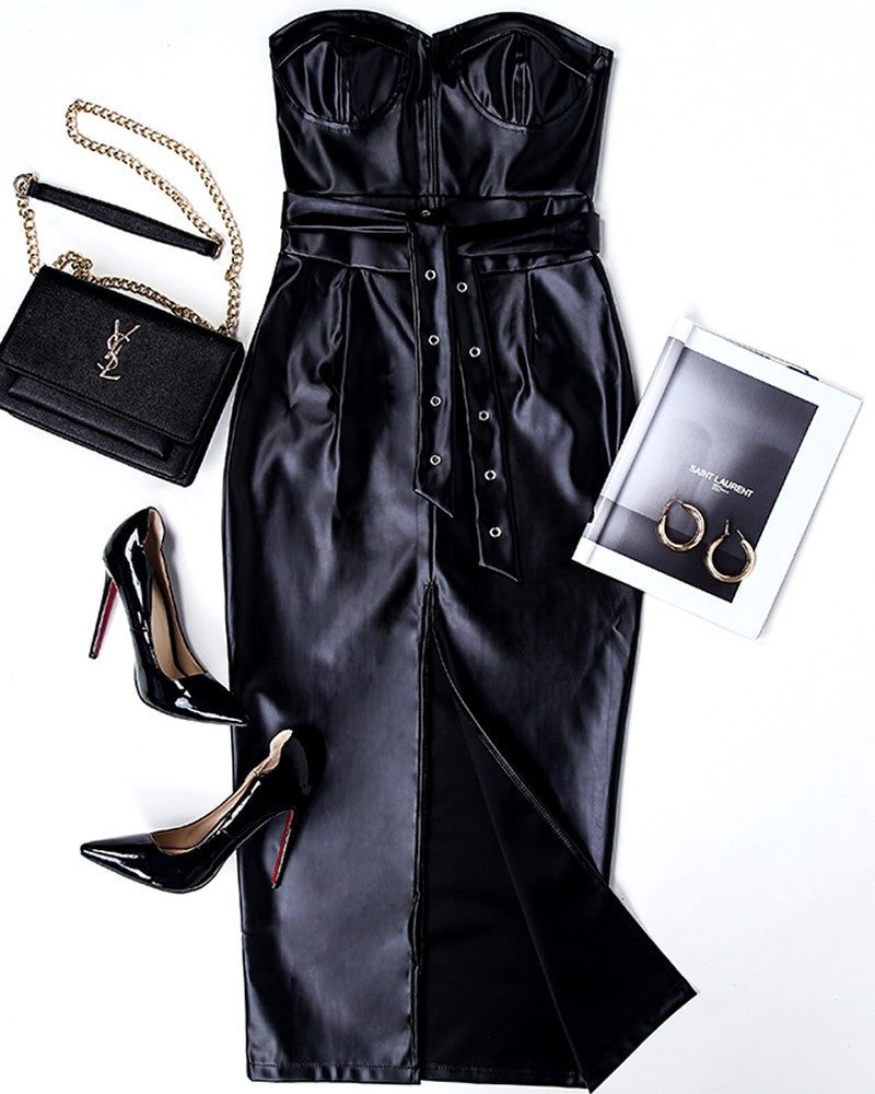 Vegan Leather Tube Dress